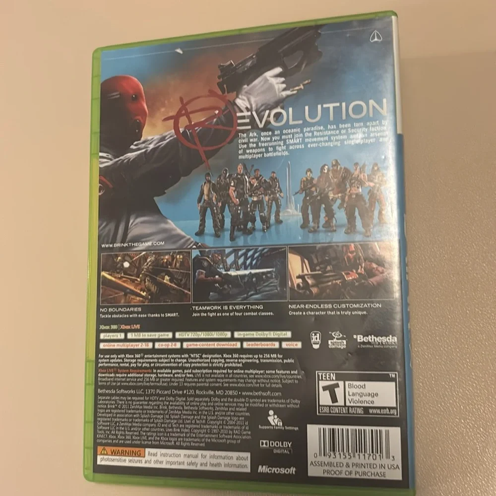 Revolution Brink for Xbox 360 - Green Case